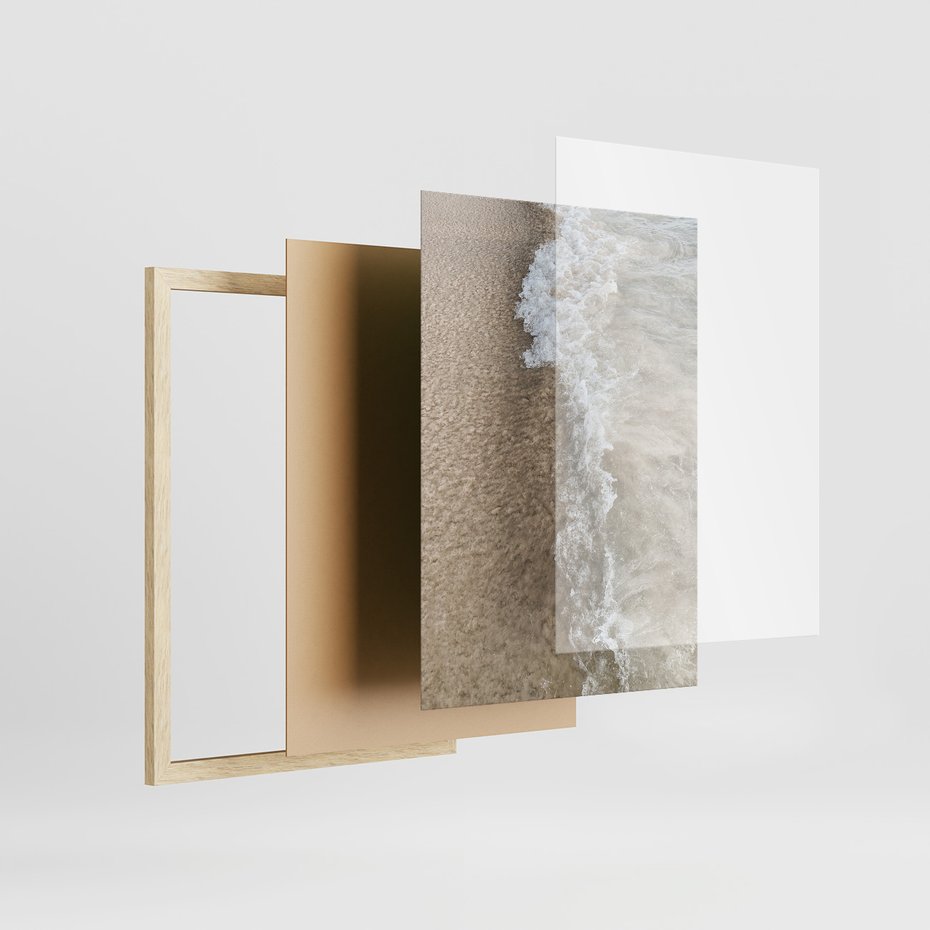 Zestaw obrazy w ramie 30x40 galeria - Plaża, morze, podróż, cytat - rama drewno