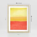 Plakat w ramie 40x50 - Rozmyte Odbicia - kolorowe akwarelowe pasy, odcienie żółci i czerwieni - rama drewno