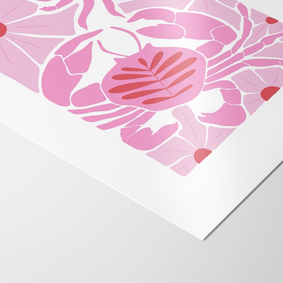 Plakat bez ramy 40x50 - Roztańczone Kraby - różowe kwiaty i kraby, abstrakcyjna kompozycja