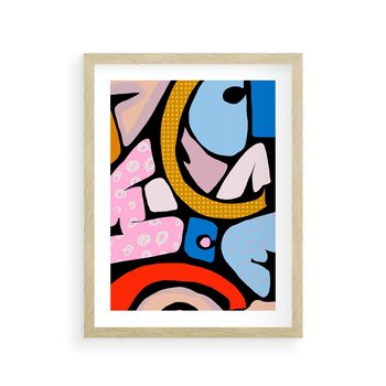 Plakat w ramie 40x50 - Kolory Komiksu - abstrakcyjne formy, komiksowy styl - rama drewno