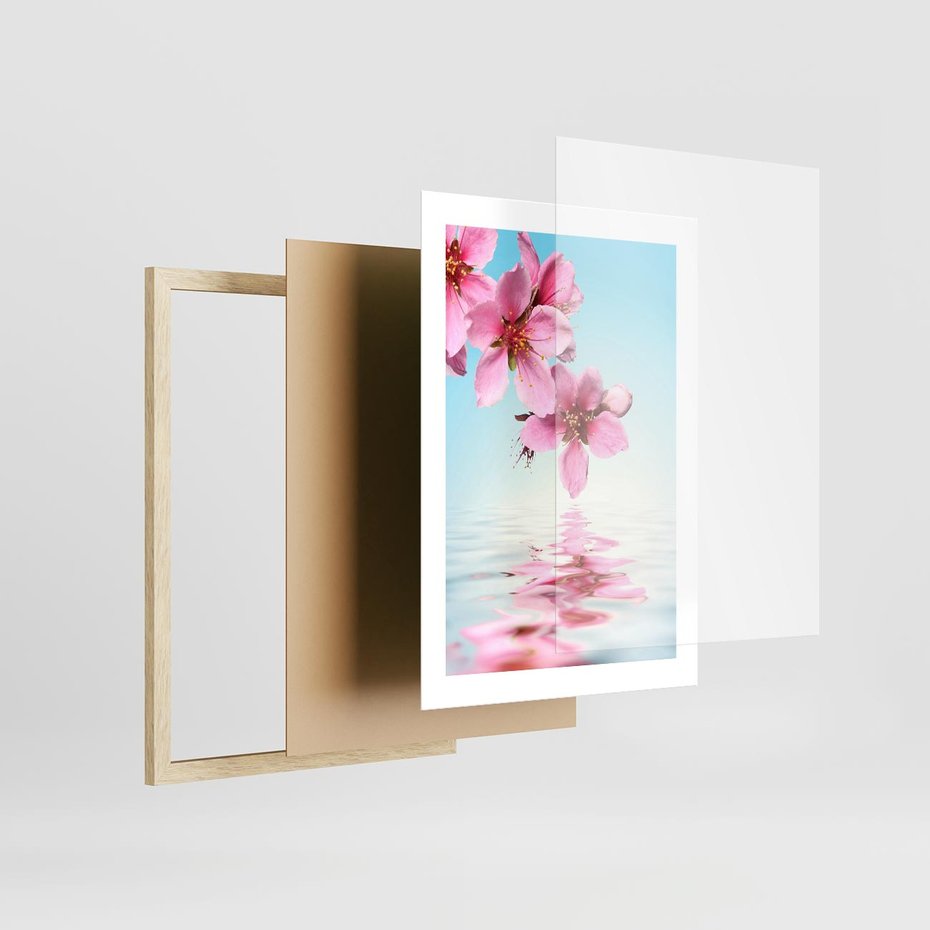 Plakat w ramie 30x40 - Magia kwitnącej wiśni - kwitnąca, wiśnia - rama drewno
