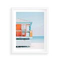 Plakat w ramie 40x50 - Letnia Idylla - plaża, domek na plaży - rama biała