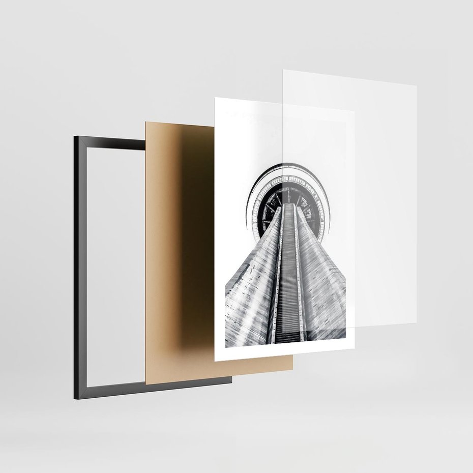 Plakat w ramie 50x70 - Perspektywa Wieży - architektura, wieża - rama czarna