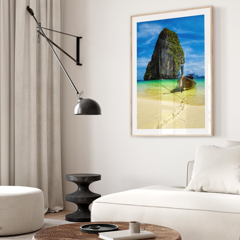 Plakat w ramie 30x40 - Łódź nad Morzem - łodź, morze - rama drewno