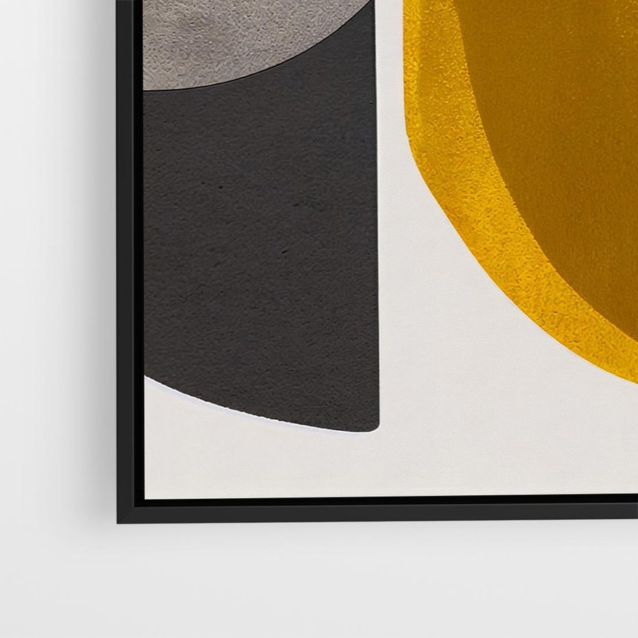 Obraz w ramie 50x50 - Tajemnice sztuki odkryte - geometryczne półkola, kształty - rama czarna