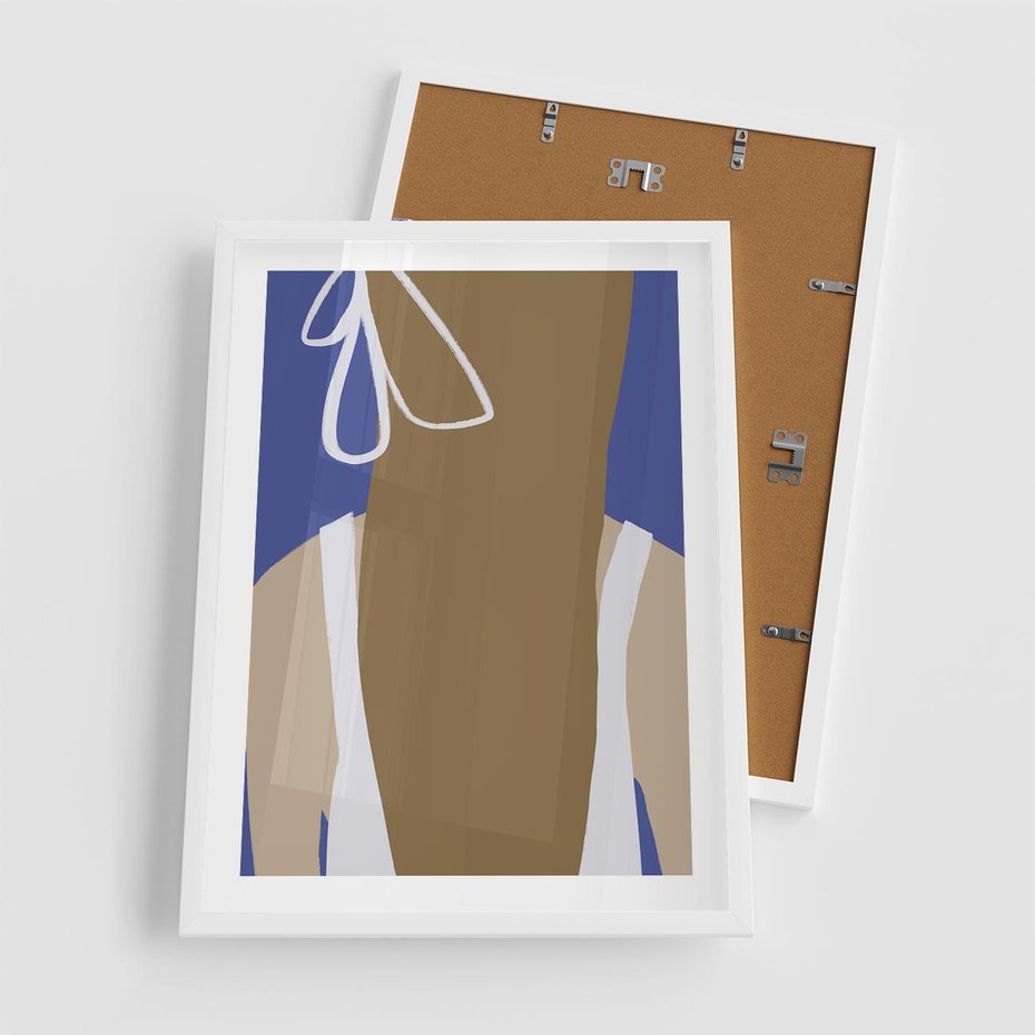 Plakat w ramie 50x70 - Kobieca Inspiracja - plakat retro, kobieta z kokardą - rama biała