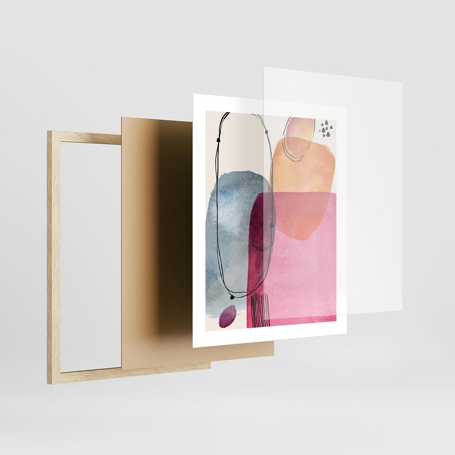 Plakat w ramie 40x50 - Kolorowe Pastelowe Spektrum - kolorowe pastelowe plamy, rozmyte żywe kolory - rama drewno