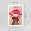 Plakat w ramie 50x70 - Wyrażenie Piękna - paznokcie, usta - rama biała