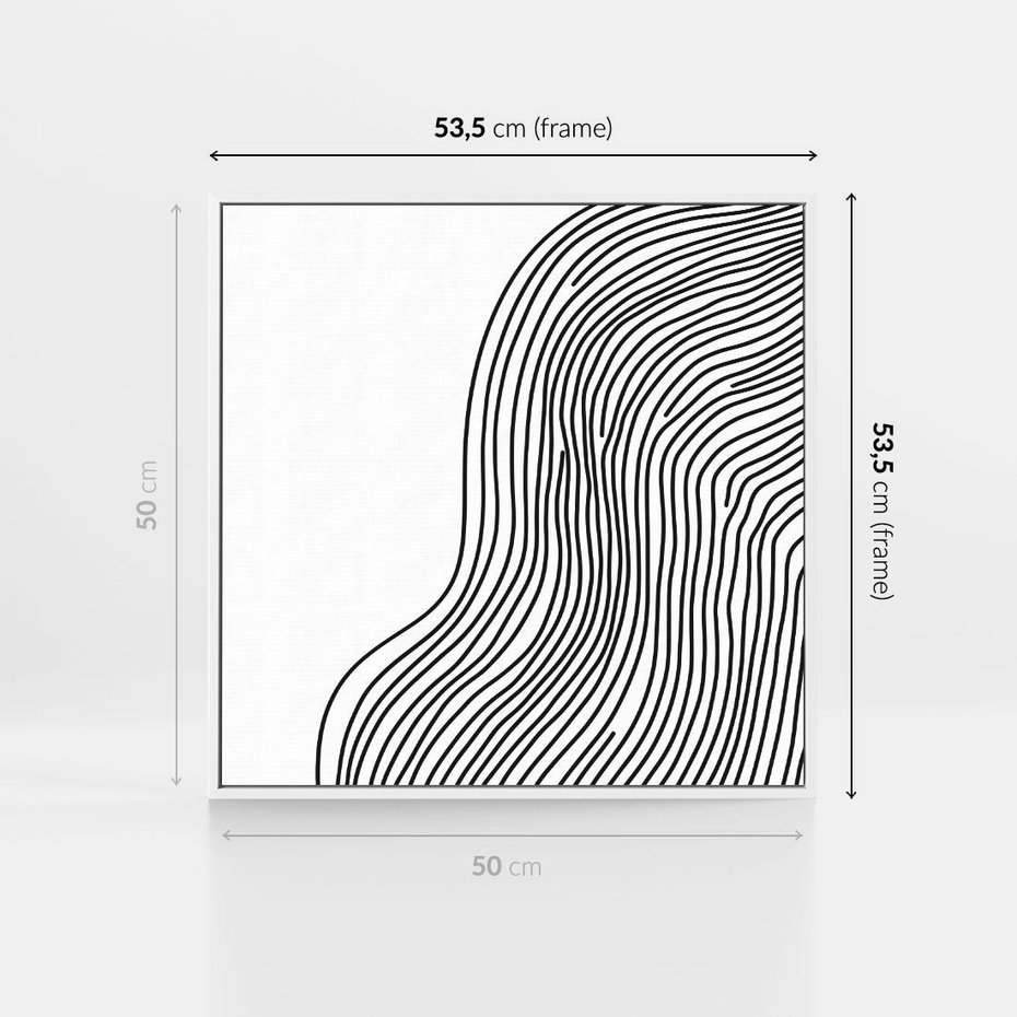 Obraz w ramie 50x50 - Refrakcje Przestrzeni - mnimalistyczna forma, czarne linie - rama biała