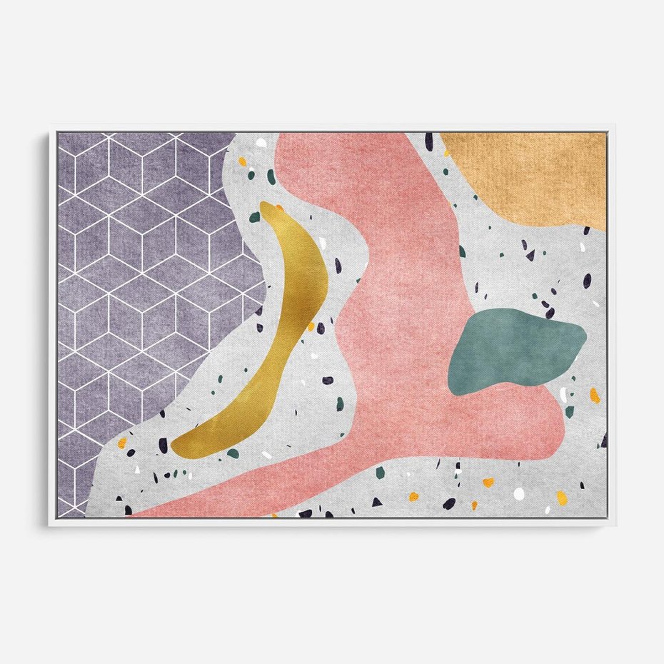 Obraz w ramie 120x80 - Eklektyczny Mix - kolaż, pastelowe abstrakcyjne plamy - rama biała