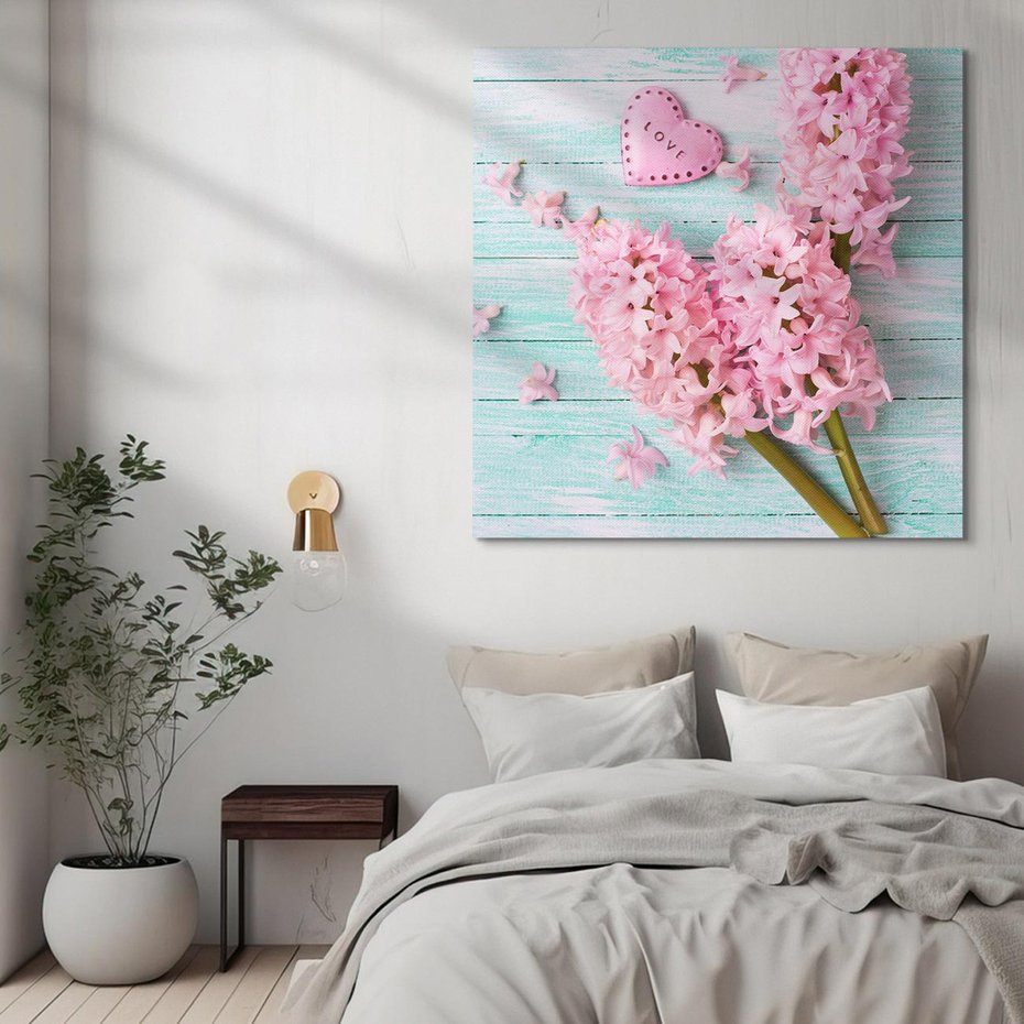 Obraz na płótnie 40x40 - Hiacynty w Kwiatowej Kompozycji - hiacynty, kwiaty