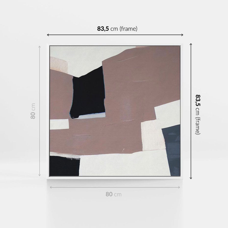 Obraz w ramie 80x80 - Wyrażona cisza abstrakcji - abstrakcyjne, nieregularne kształty - rama biała