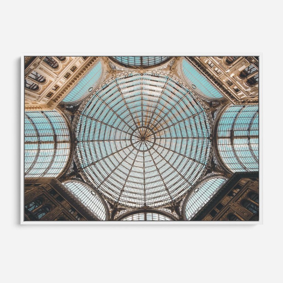 Obraz w ramie 100x70 - Magia Sklepienia - sklepienie, szklany dach - rama biała