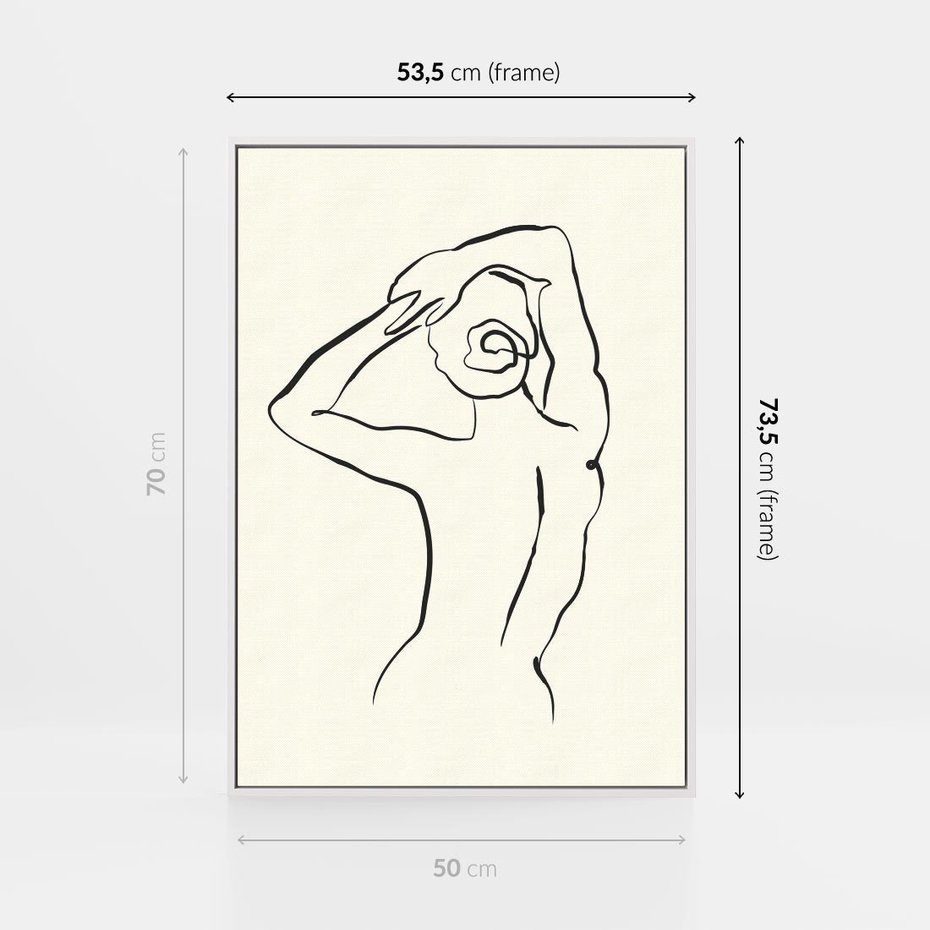 Obraz w ramie 50x70 - Tajemniczy Rytm - kobieta, posąg - rama biała