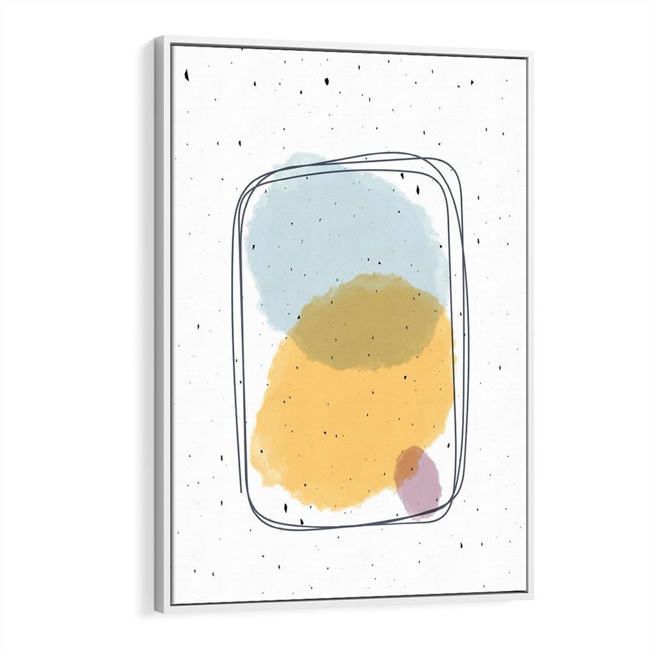 Obraz w ramie 70x100 - Wibracje Linii - abstrakcyjna kompozycja, jak ręcznie malowana - rama biała