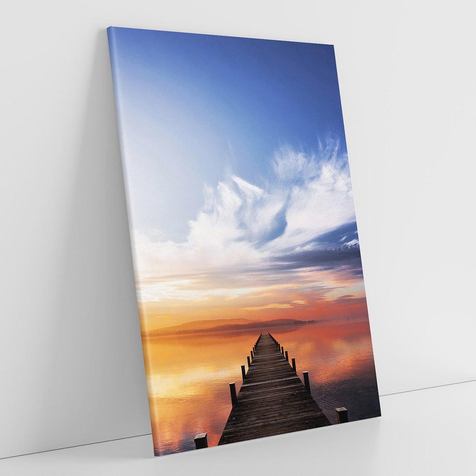 Obraz na płótnie 50x70 - Magia Chwili - pomost, zachód