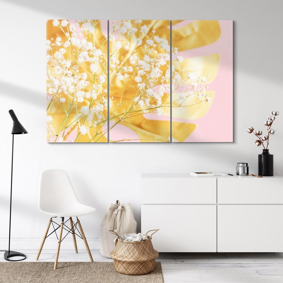 Obraz na płótnie 120x80 - : Elegancja w Złocie - złote, liście