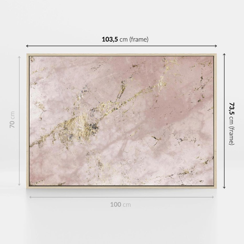 Obraz w ramie 100x70 - Piękno w Szczegółach - marmur, złoto - rama drewno