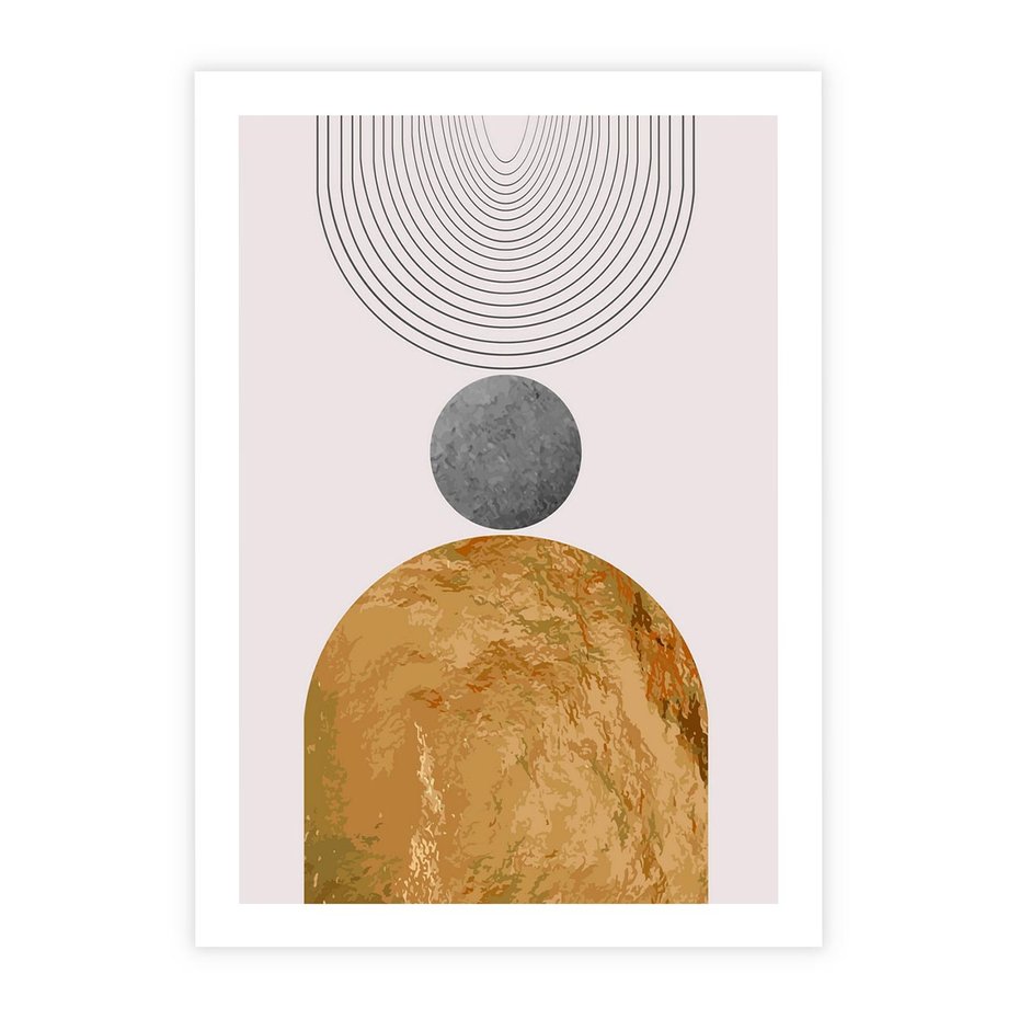 Plakat bez ramy 50x70 - Złote Półkole w Sztuce Geometrii - grafika, złote półkole