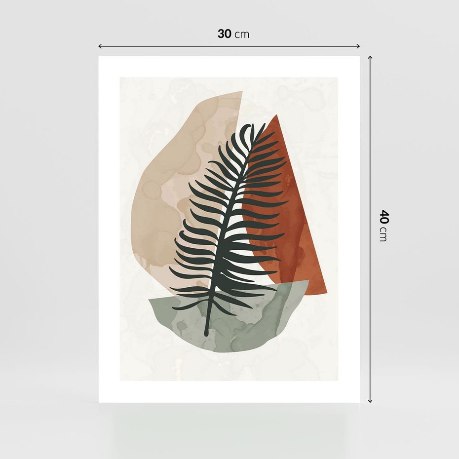 Plakat bez ramy 30x40 - Czarna Palma w Brązowej Abstrakcji - grafika, akwarela