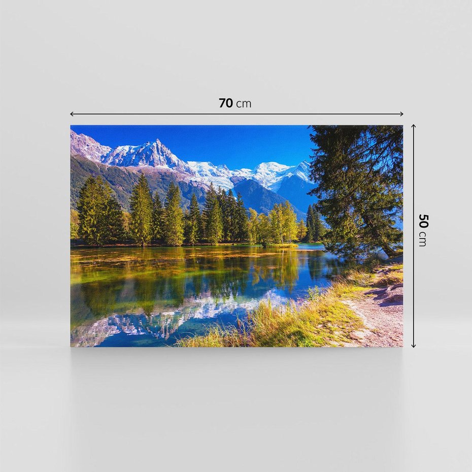 Obraz na płótnie 70x50 - Górskie piękno - góry, jezioro