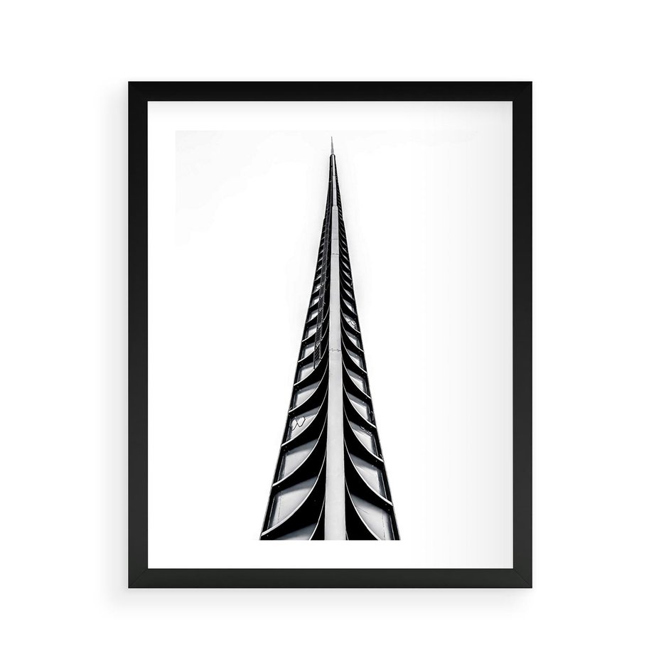 Plakat w ramie 40x50 - Majestatyczna Architektura - wysoki, strzelisty wieżowiec - rama czarna