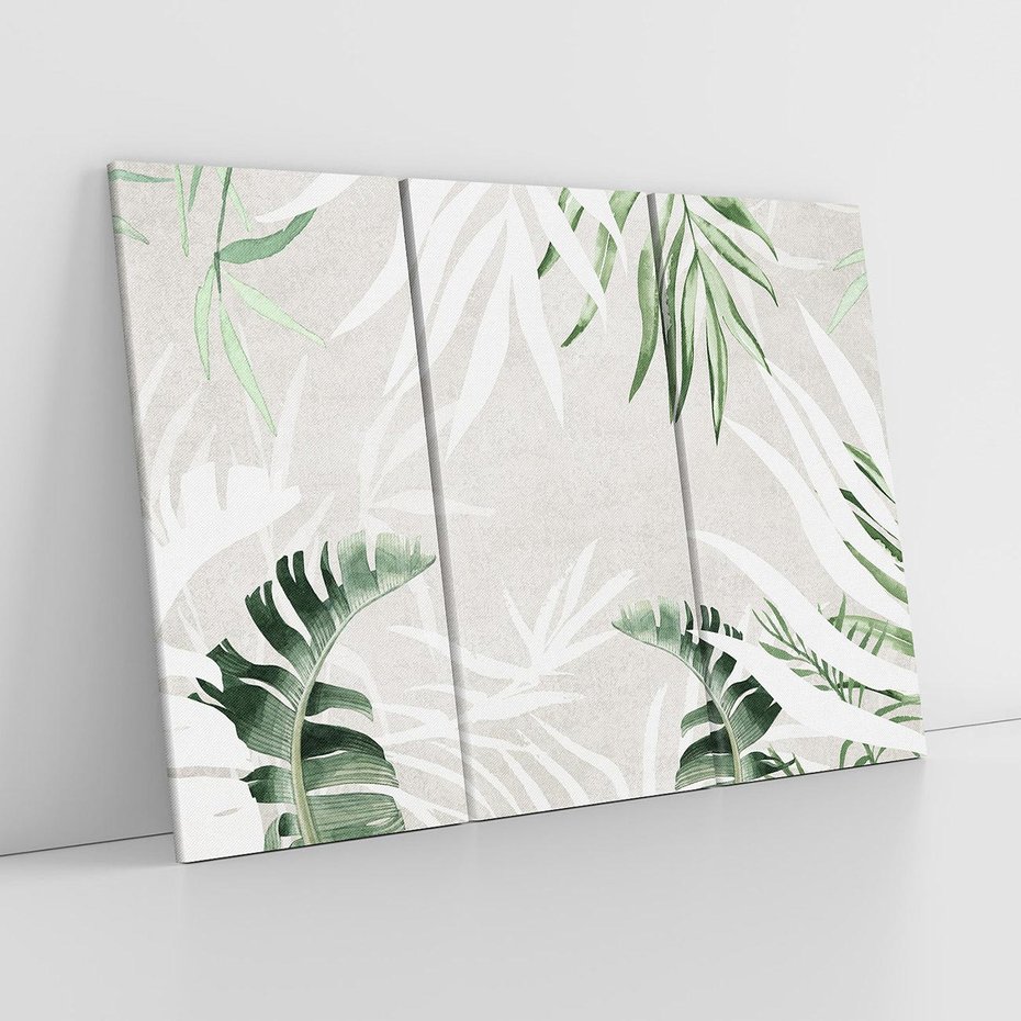 Obraz na płótnie 120x80 - Zielony Raj - monstera, palmy