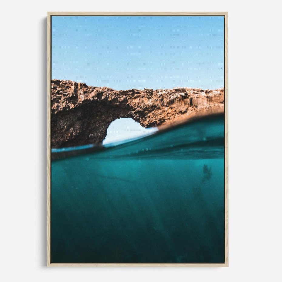 Obraz w ramie 70x100 - Tajemnicza Podwodna Kraina - fotografia, podwodna jaskinia - rama drewno