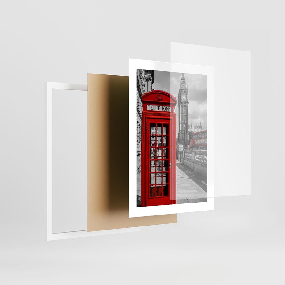 Plakat w ramie 30x40 - Budka w Londynie - Londyn, budka - rama biała