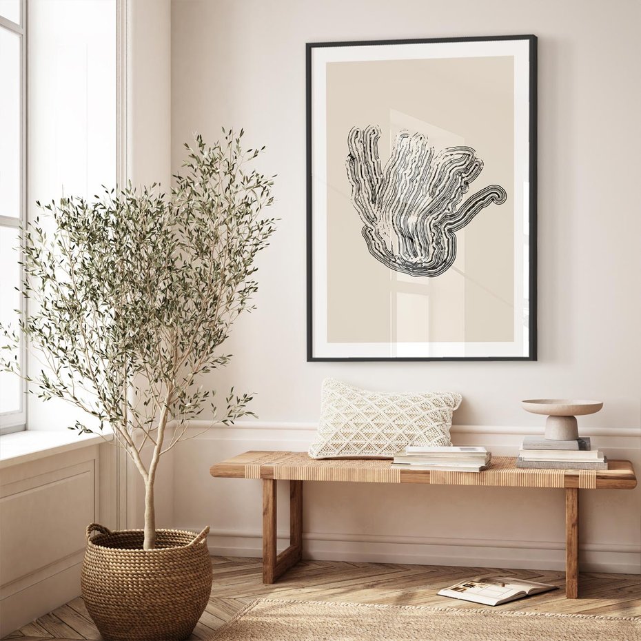 Plakat bez ramy 21x30 - Abstrakcyjne Odbicie - abstrakcyjne odbicie, biało czarny