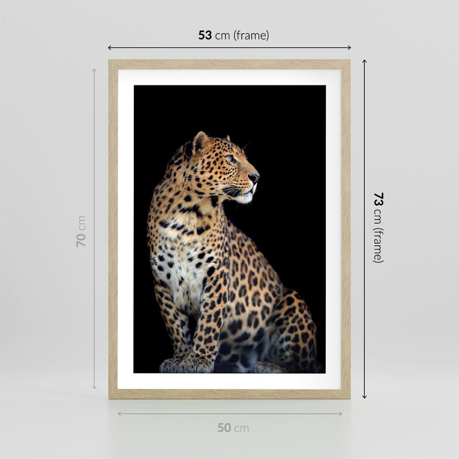 Plakat w ramie 50x70 - Elegancja Jaguarowej Pantery - jaguar, pantera - rama drewno