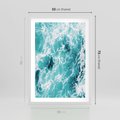 Plakat w ramie 50x70 - Wzburzony Ocean: Widok Z Góry - wzburzony ocean, błękitna woda - rama biała