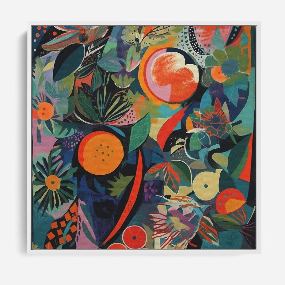 Obraz w ramie 50x50 - Echa Nietuzinkowych Wzorców - abstrakcyjny obraz olejny, jak picasso - rama biała