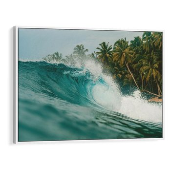 Obraz w ramie 100x70 - Rajskie Wybrzeże - fotografia, duża fala - rama biała