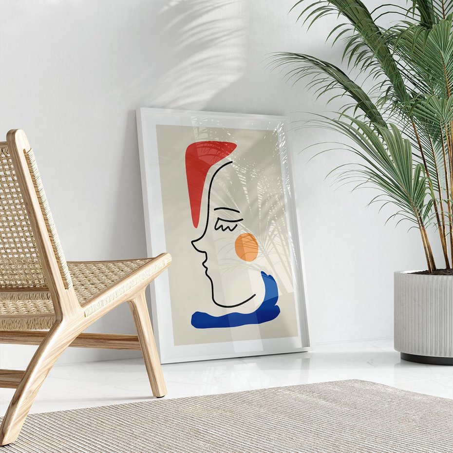 Plakat bez ramy 30x40 - Impresje Kształtów - abstrakcyjny obraz, przypomina twarz