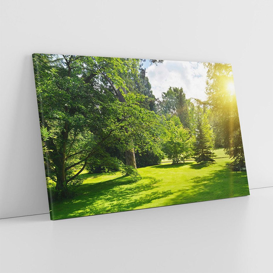 Obraz na płótnie 120x80 - Ogród: urok drzew i roślinności - ogród, drzewa