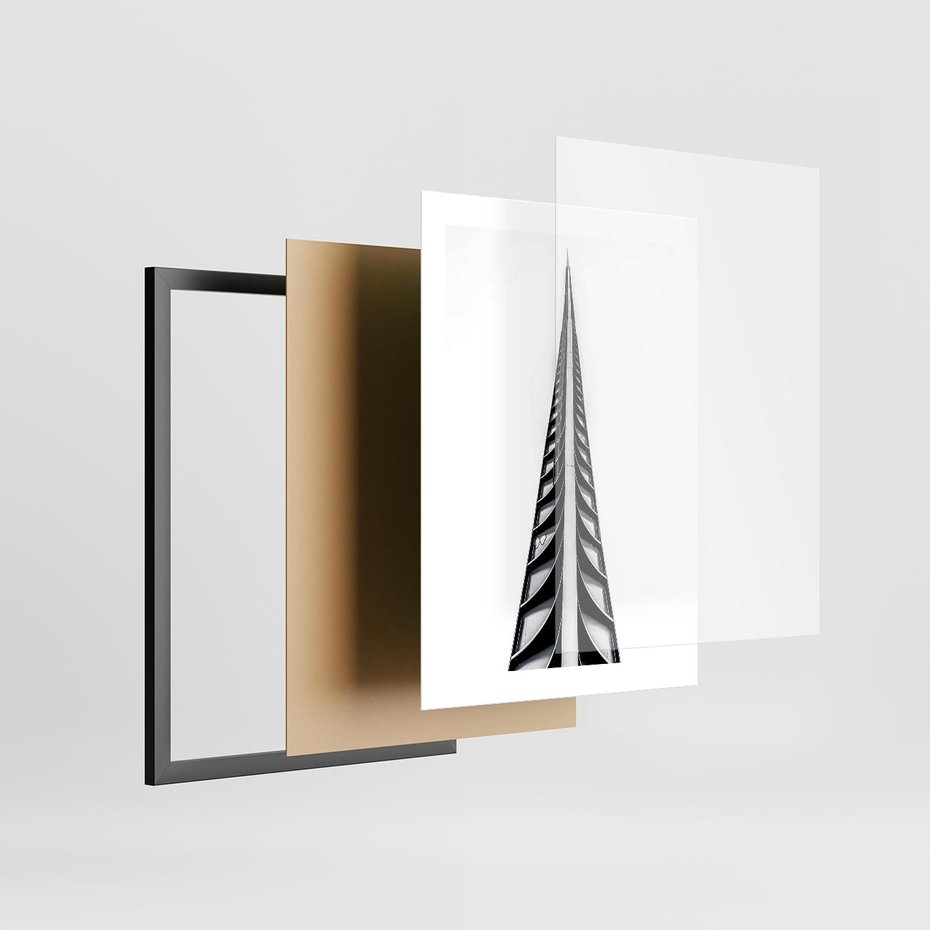 Plakat w ramie 30x40 - Majestatyczna Architektura - wysoki, strzelisty wieżowiec - rama czarna