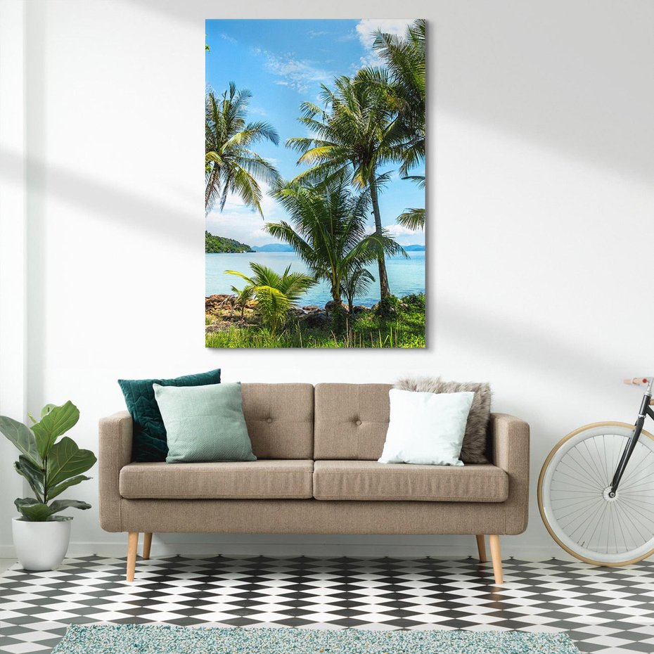 Obraz na płótnie 70x100 - Rajski wypoczynek - palmy, morze