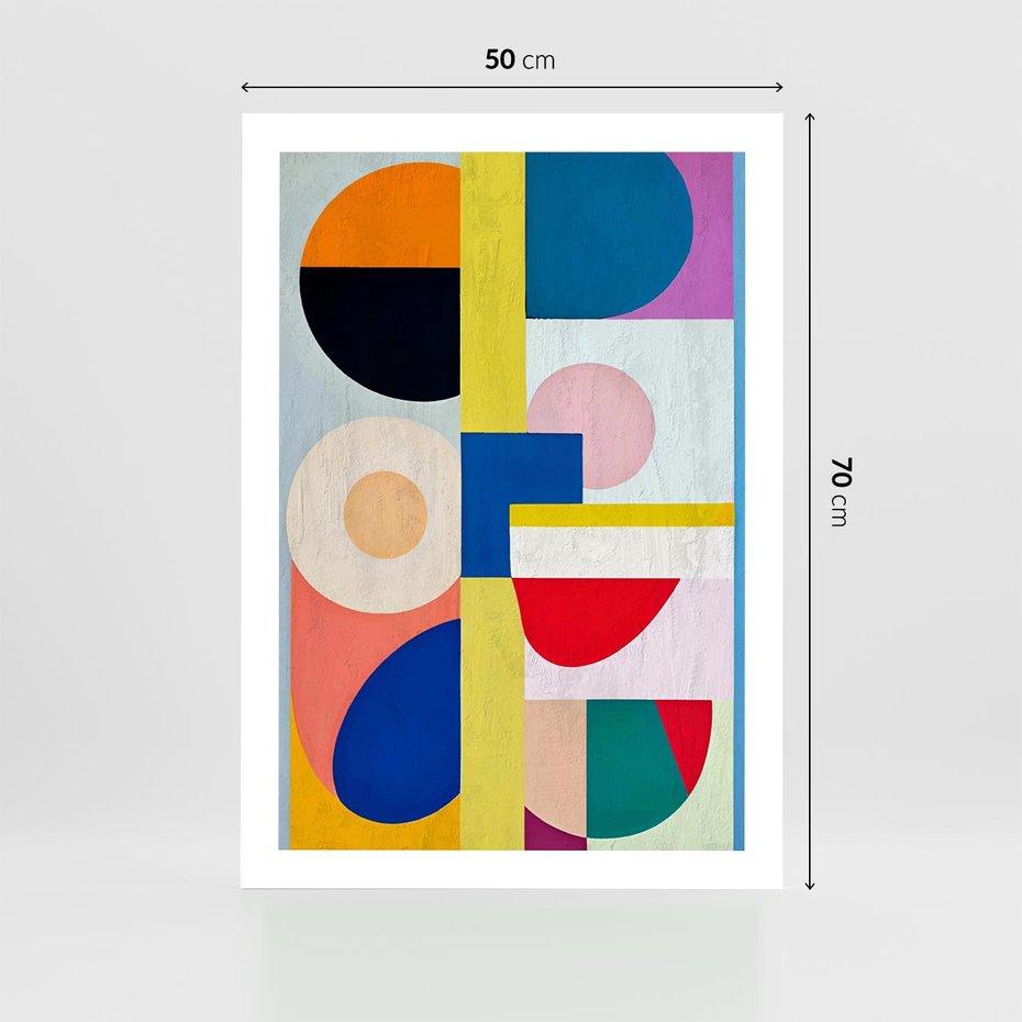 Plakat bez ramy 50x70 - Harmonia Kolorowych Impulsów - abstrakcyjne geometryczne kształty, olejny obraz