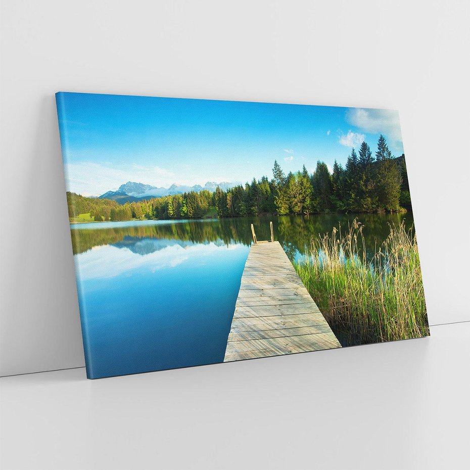 Obraz na płótnie 120x80 - Jezioro w lesie: Ucieczka do natury - jezioro, las