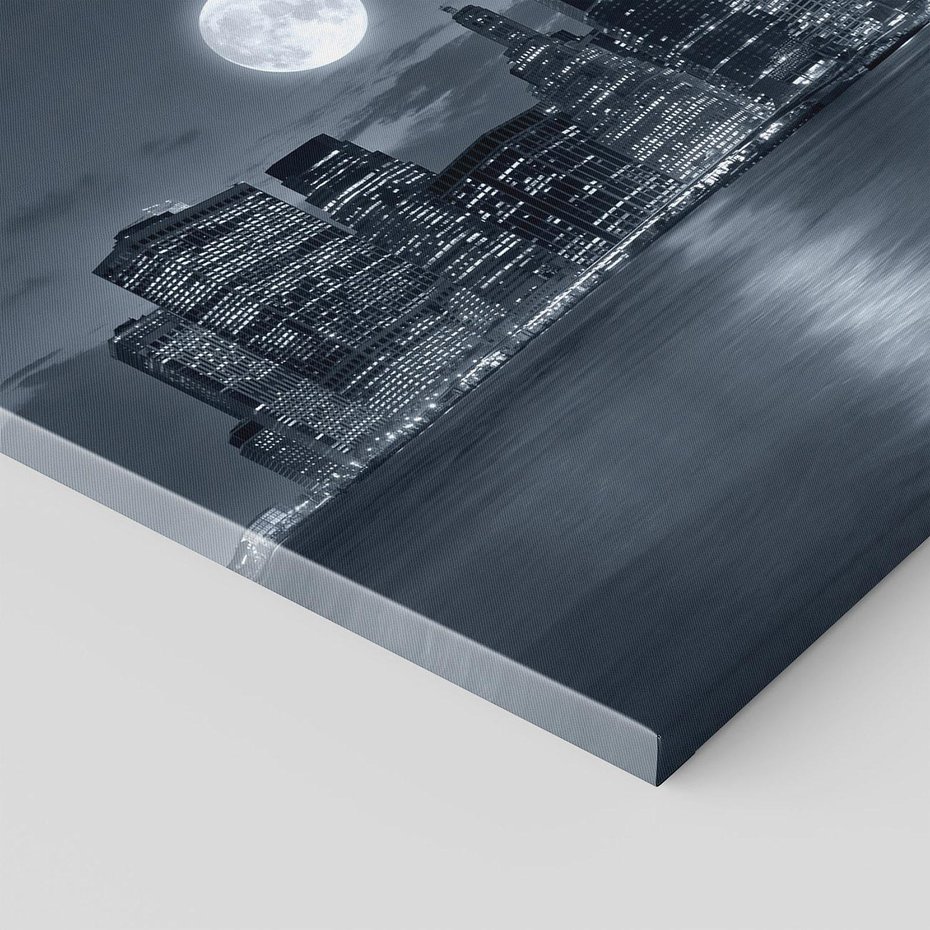 Obraz na płótnie 120x80 - Księżyc nad miastem nocą - księżyc, miasto