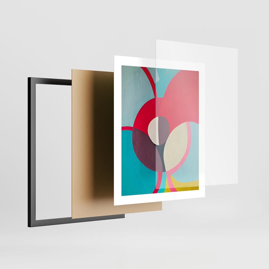 Plakat w ramie 40x50 - Kolorowe Odsłony Inspiracji - abstrakcyjny obraz, olejny - rama czarna