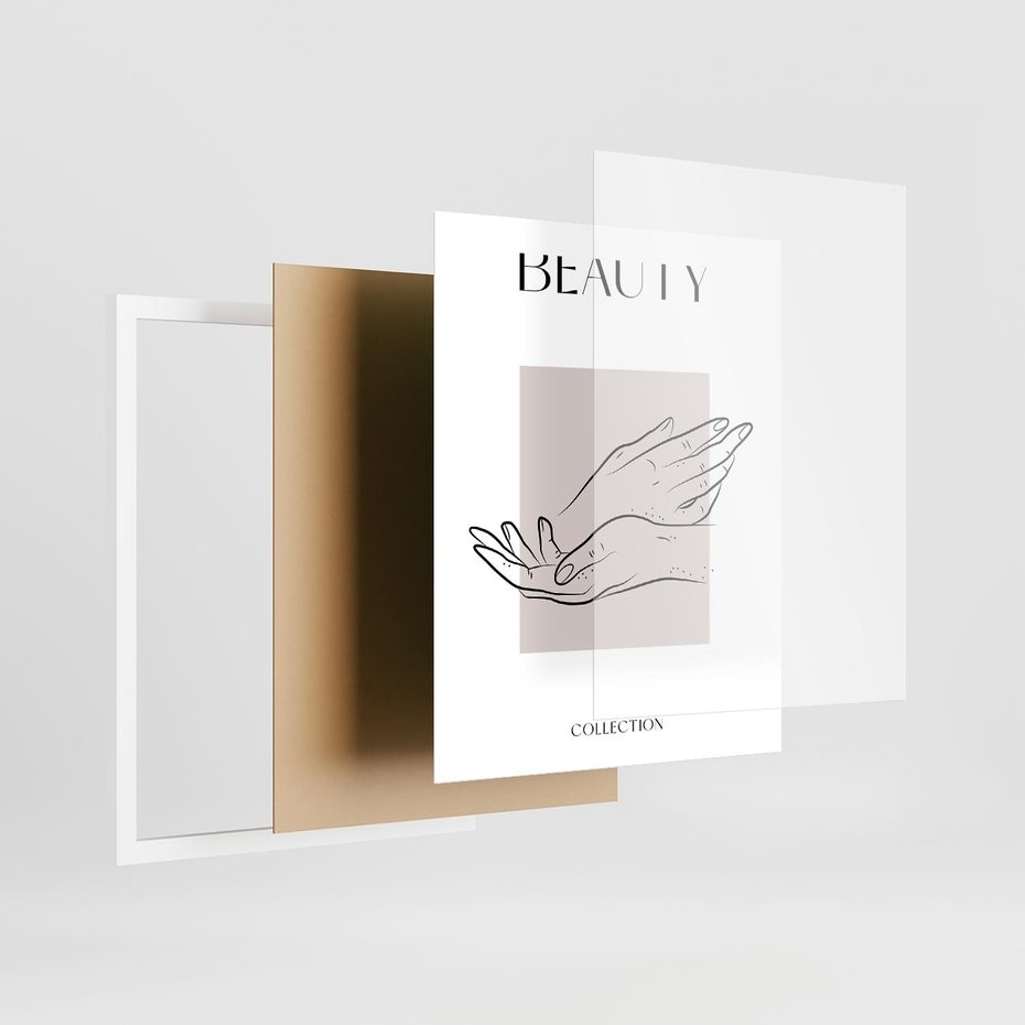 Plakat w ramie 40x50 - Wibracje Nieprzewidywalnych Form - bogo plakat, dłonie - rama biała