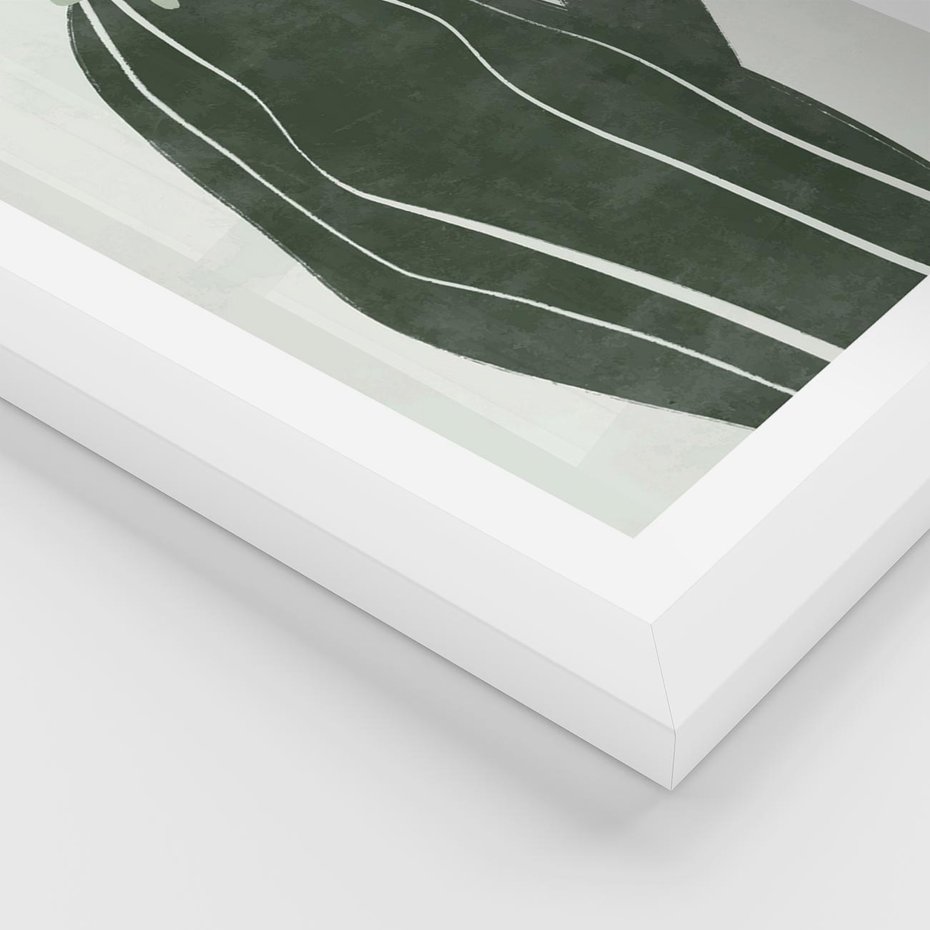 Plakat w ramie 40x50 - Zieleń Inspirującego Życia - zielony plakat, minimalizm - rama biała