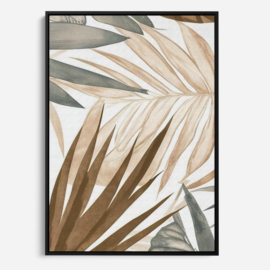 Obraz w ramie 50x70 - Liście w Akwareli - akwarela, malowane liście - rama czarna