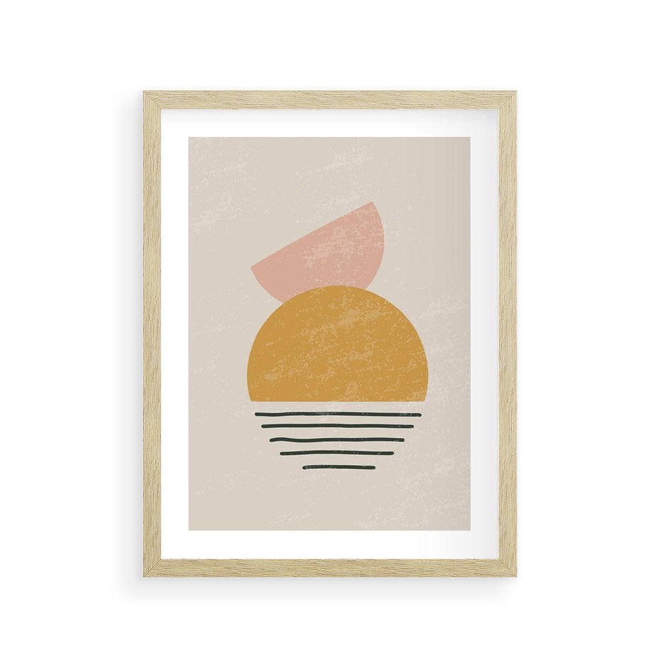 Plakat w ramie 30x40 - Krótka Forma - abstrakcyjna sztuka, boho kształty - rama drewno