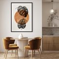 Plakat bez ramy 30x40 - Elegancja w Detalach: Miedziane Koło z Monsterą - grafika, miedziane koło