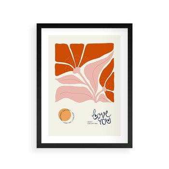 Plakat w ramie 40x50 - Miłość w Kwiatowym Sercu - kwiaty, miłość - rama czarna