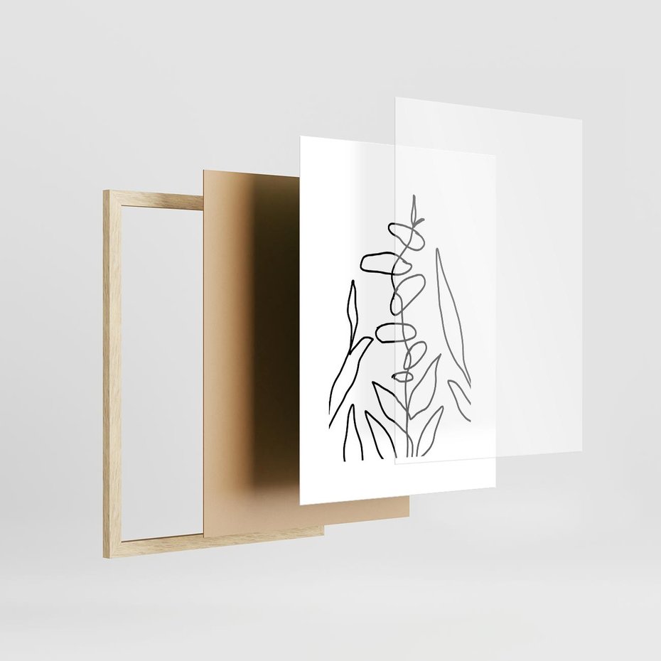 Plakat w ramie 50x70 - Konturem Naznaczone - mroczna sztuka, minimalizm - rama drewno