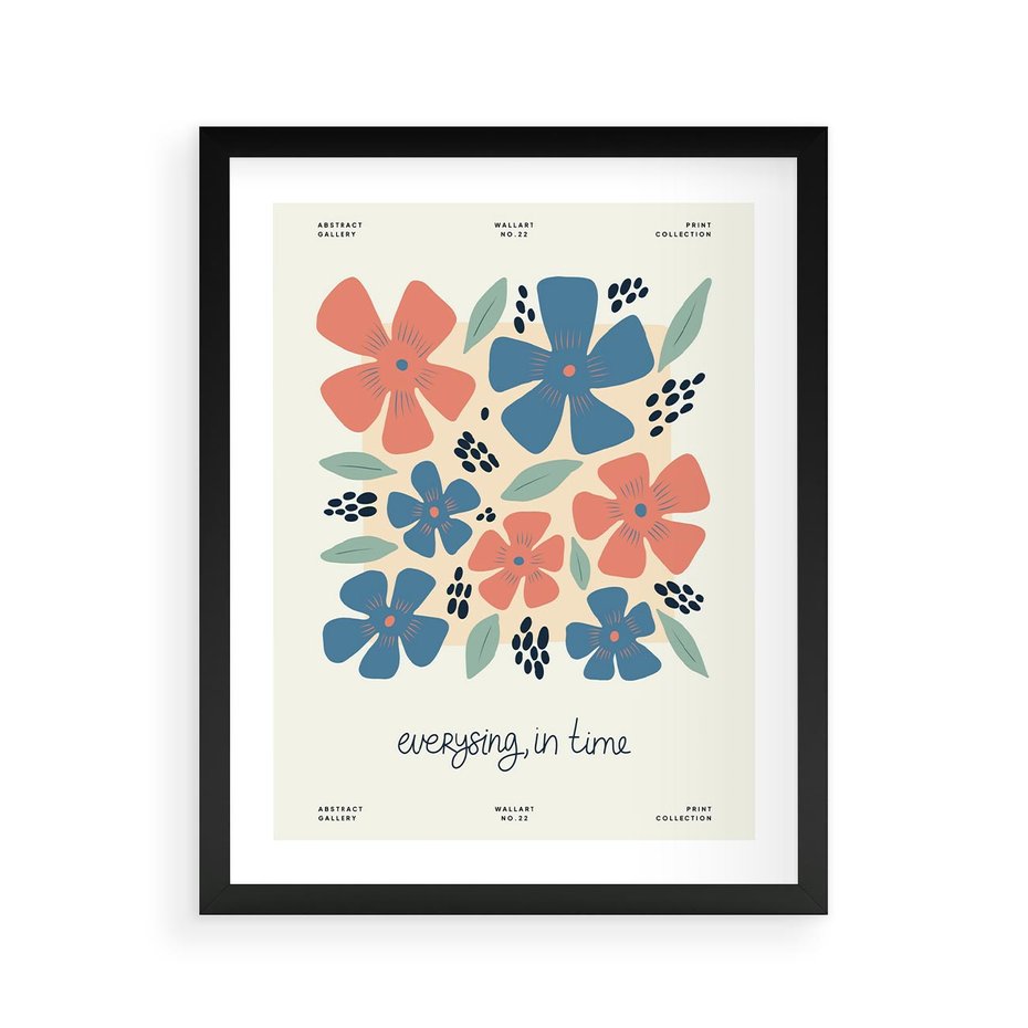 Plakat w ramie 40x50 - Kształtując Marzenia - kwiaty, nowoczesna abstrakcja - rama czarna